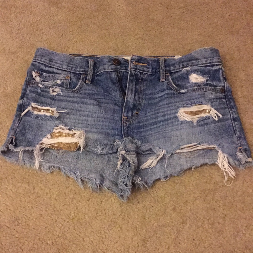 Destroyed Abercrombie Shorts with Gold Sequins